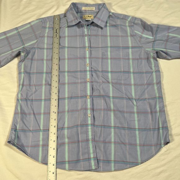 L.L. Bean Pastel‎ Purple Plaid Button Up Youth Sz 18 Short Sleeve Collared Shirt - Picture 7 of 10